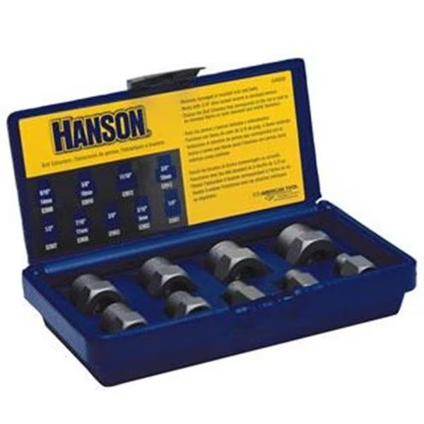 Hanson HAN54009 Bolt Extractor Set 9Pc .25 Inch -.75 Inch W3-8 Inch Drive, Hanson, Mfr#: HAN54009